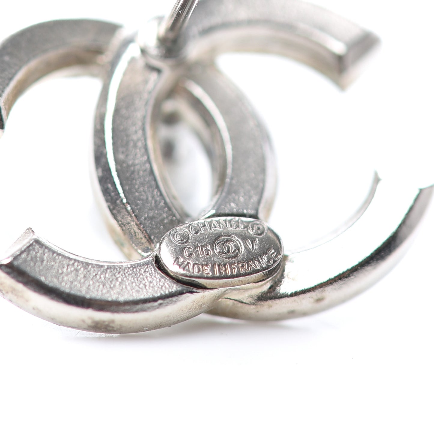 Baguette Crystal CC Earrings Silver