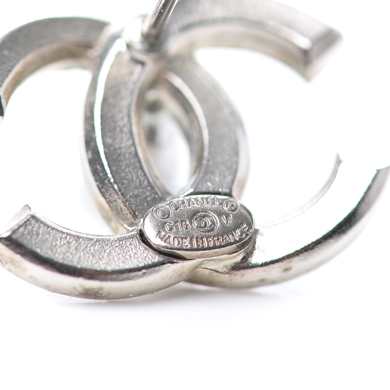 Chanel Baguette Crystal CC Earrings Silver 4 of 4