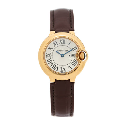 Cartier 18K Pink Gold Alligator 28mm Ballon Bleu De Cartier Quartz Watch Brown 1 of 4