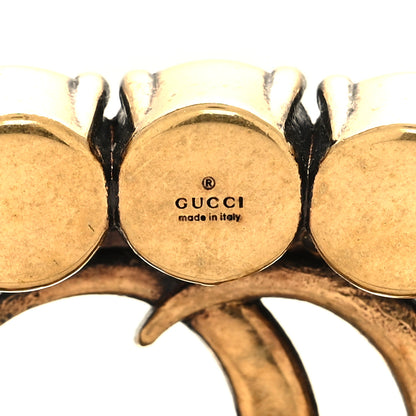 Gucci Metal Crystal Double G Brooch Aged Gold 3 of 3