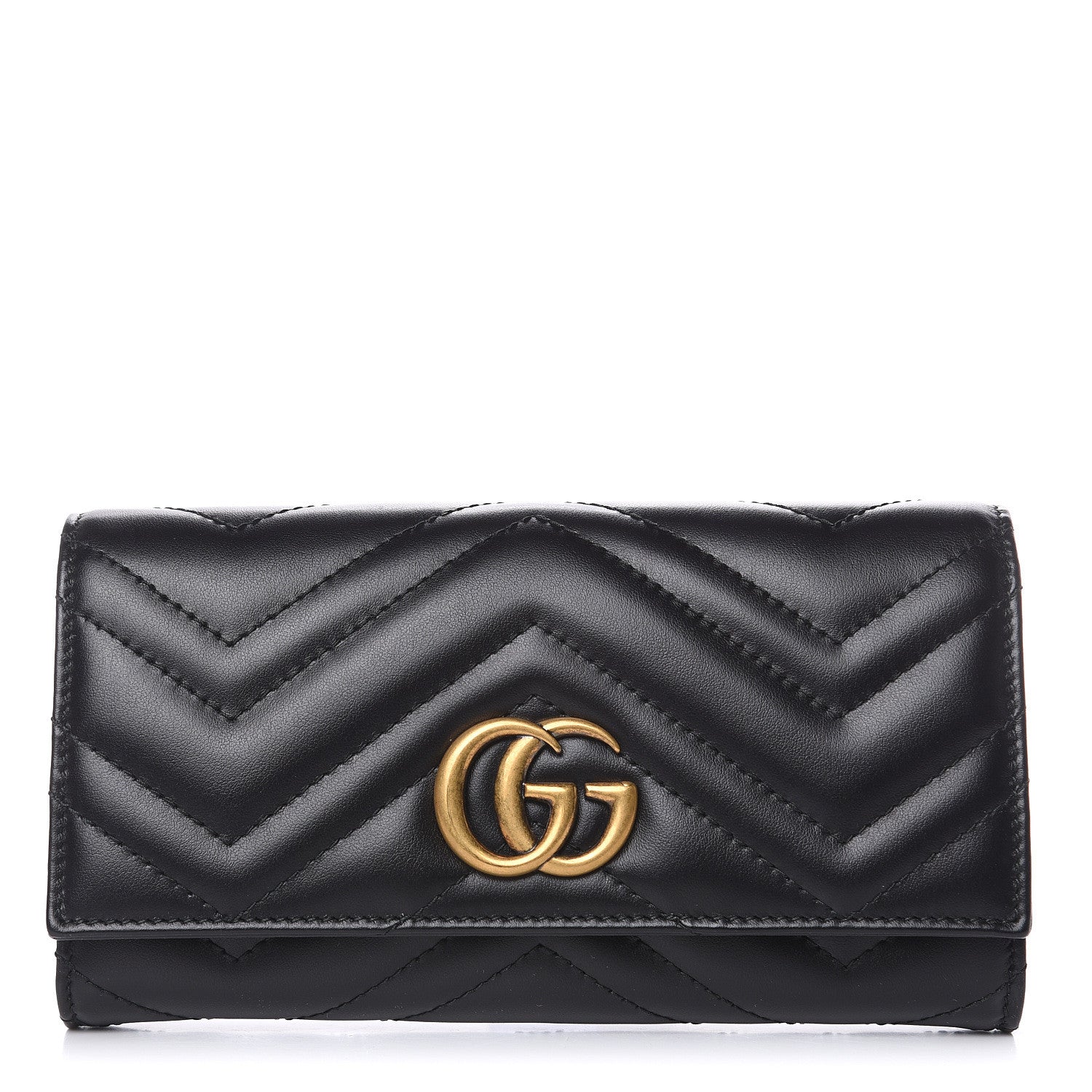 Gucci Calfskin Matelasse GG Marmont Continental Wallet Black 1 of 7