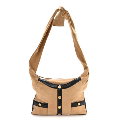 Chanel Suede Lambskin Small Girl Bag Beige Black 1 of 10