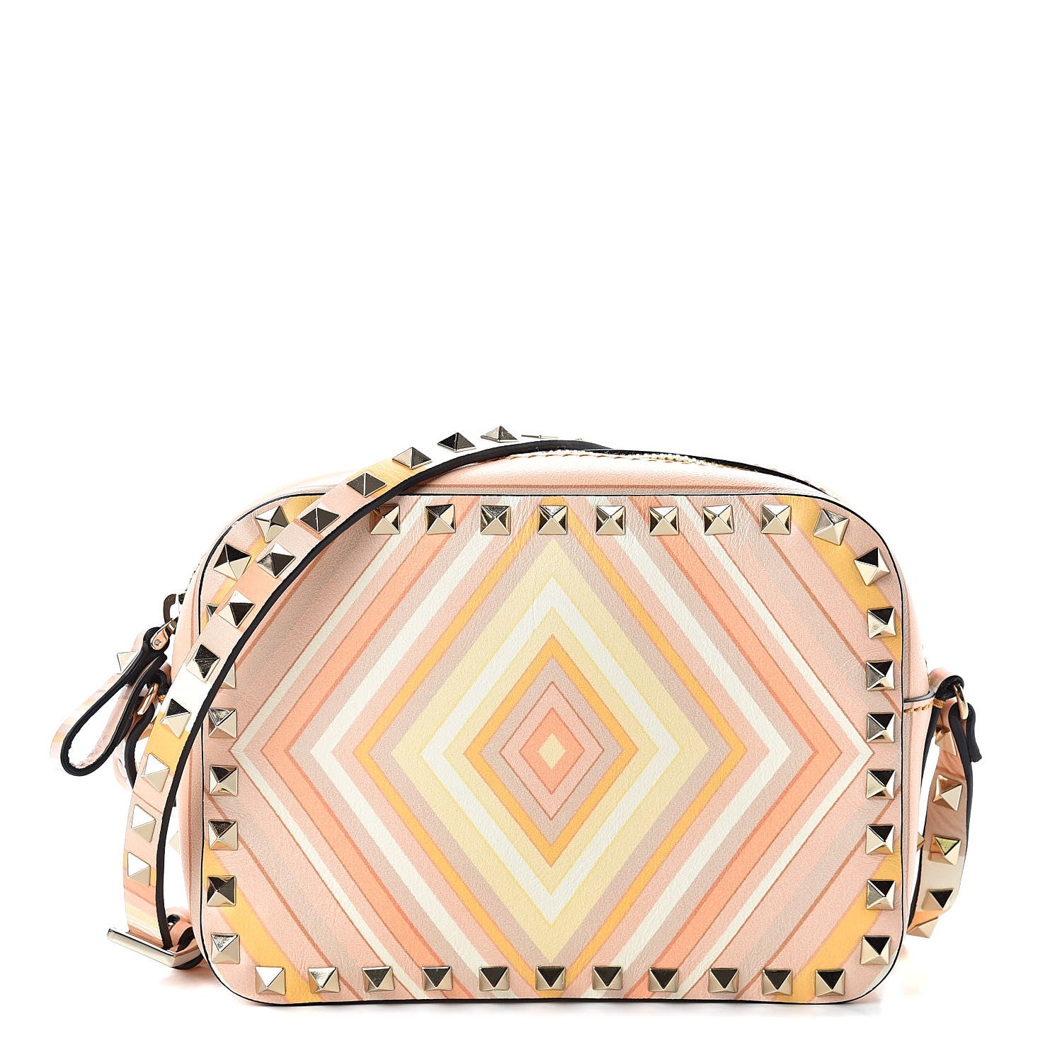 Valentino Garavani Vitello Native Couture 1975 Rockstud Camera Crossbody Bag Orange Multicolor 1 of 10