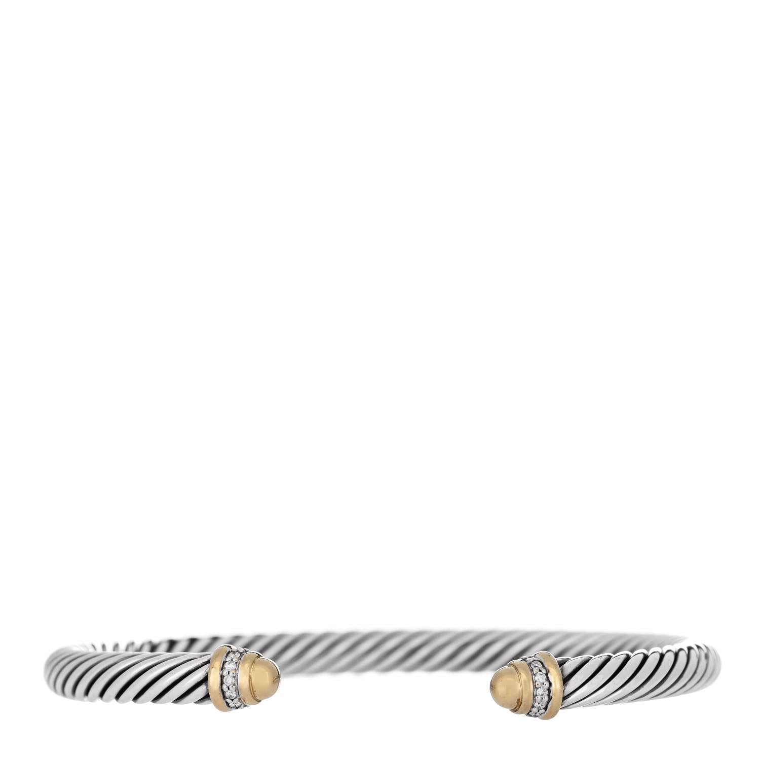 David Yurman Sterling Silver 18K Yellow Gold Diamond 5mm Cable Classics Bracelet 1 of 3