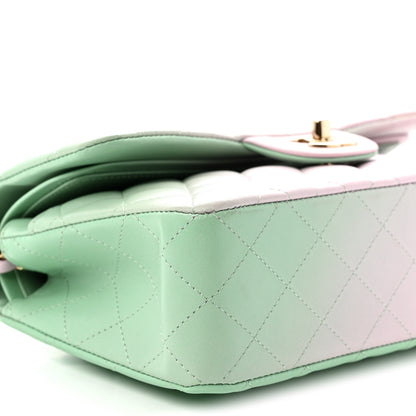 Chanel Lambskin Quilted Ombre Small Double Flap Light Green Light Purple 9 of 10