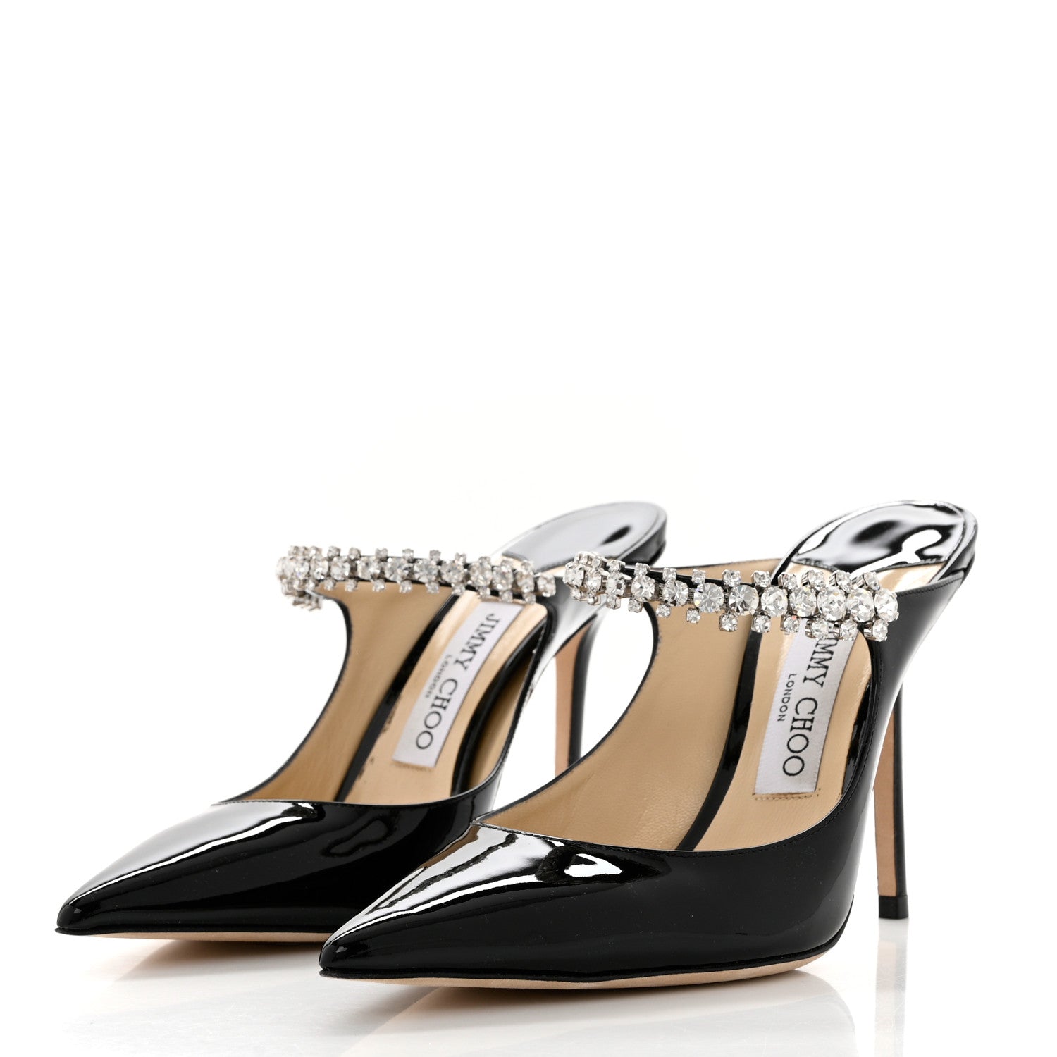 Jimmy Choo Patent Crystal Bing 100 Pumps 38.5 Black 3 of 8