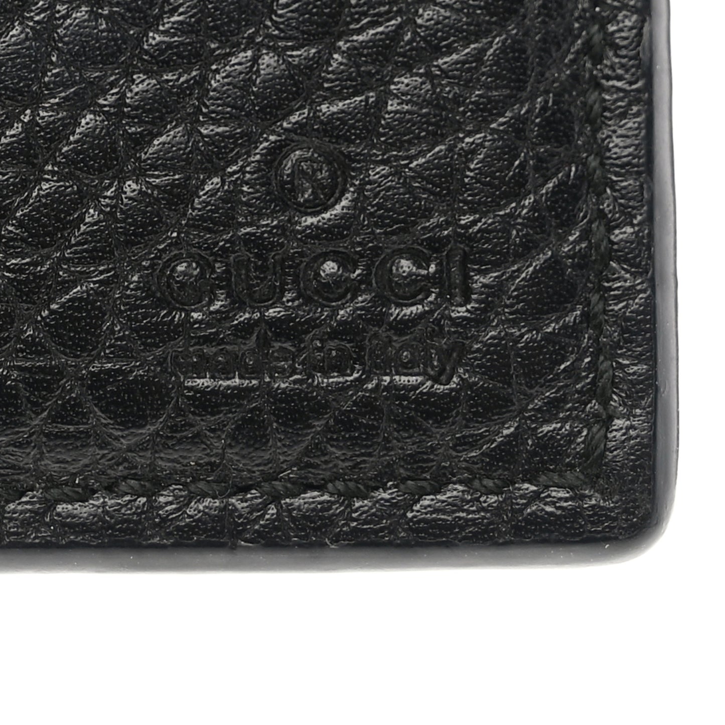 Grained Calfskin Angry Cat Bi-Fold Wallet Black