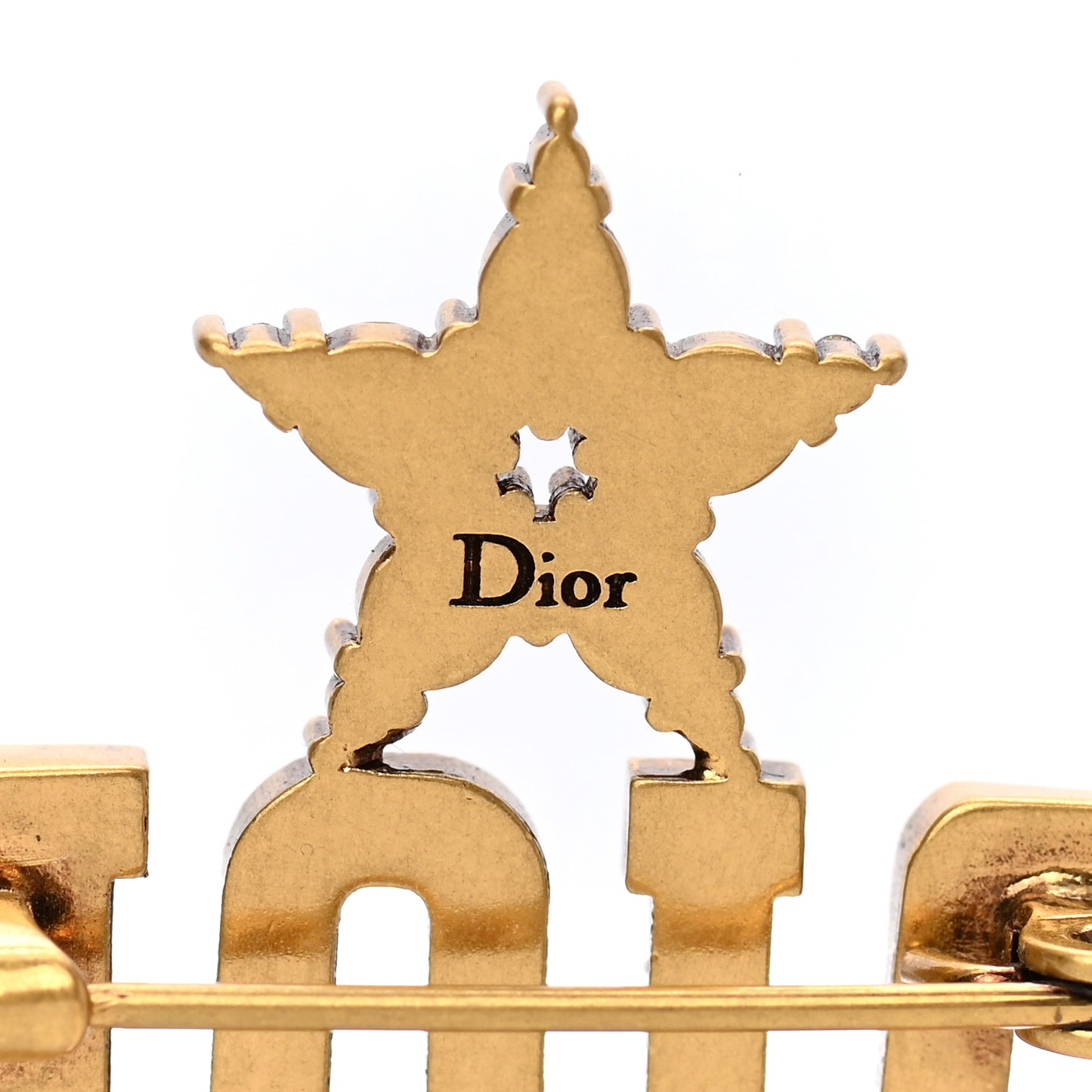 Metal Crystal Dio(r)evolution Logo Brooch Antique Gold