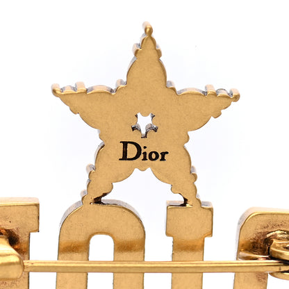 Christian Dior Metal Crystal Dio(r)evolution Logo Brooch Antique Gold 4 of 5