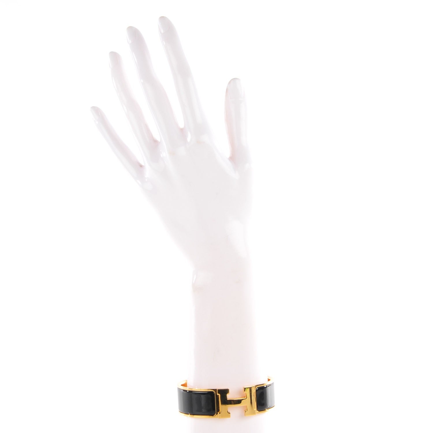 Hermes Enamel Wide Clic Clac H Bracelet GM Black 2 of 5