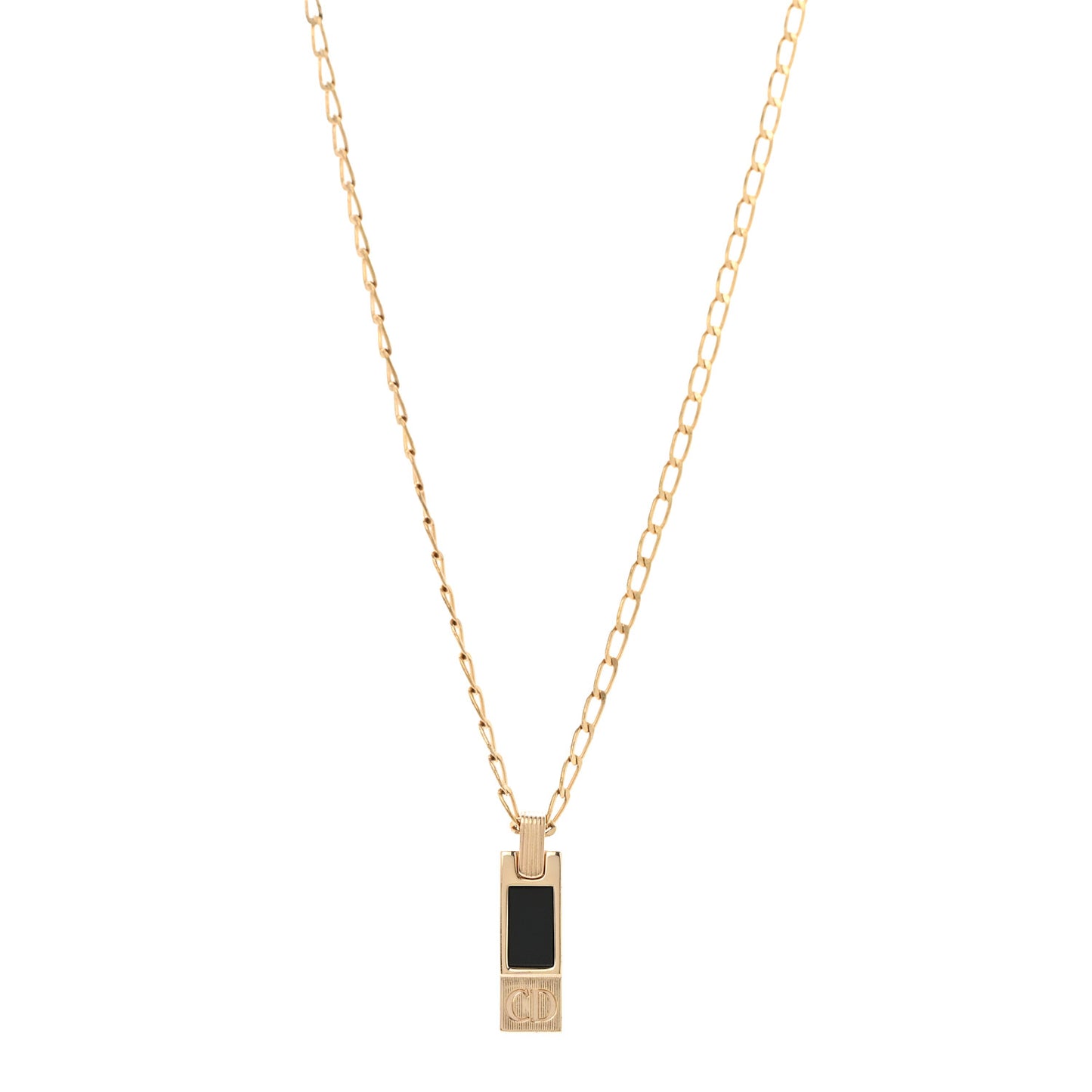 Metal CD Bar Necklace Gold Black