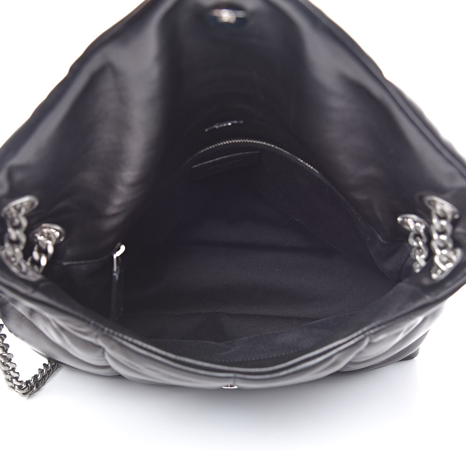 Saint Laurent Lambskin Quilted Medium Loulou Puffer Monogram Chain Satchel Black 5 of 14