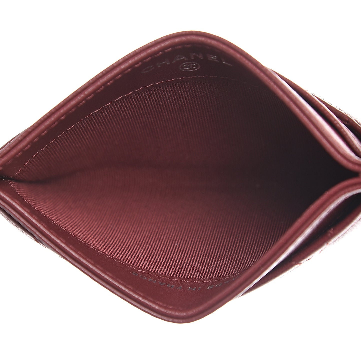 Lambskin Quilted Card Holder Burgundy