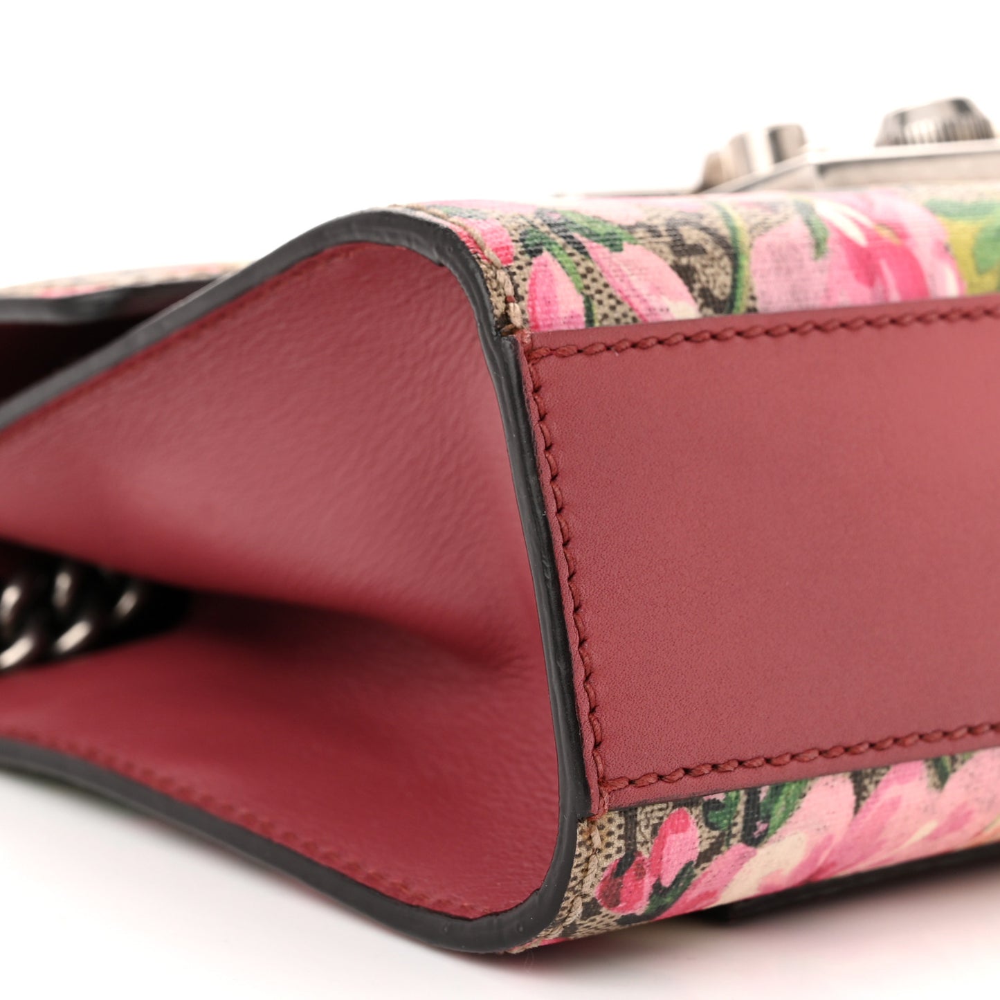 GG Supreme Monogram Blooms Small Padlock Shoulder Bag Beige Multicolor Dry Rose