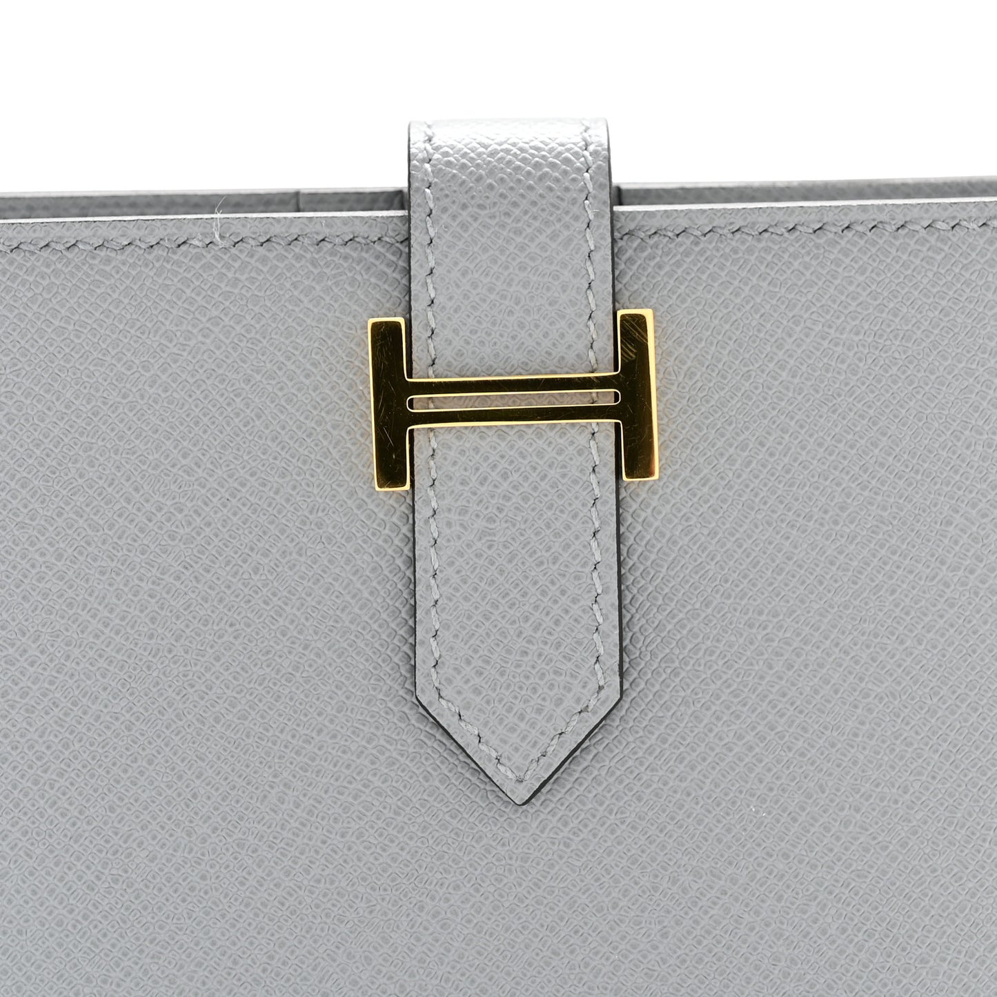Madame Calfskin Bearn Compact Wallet Gris Pantin