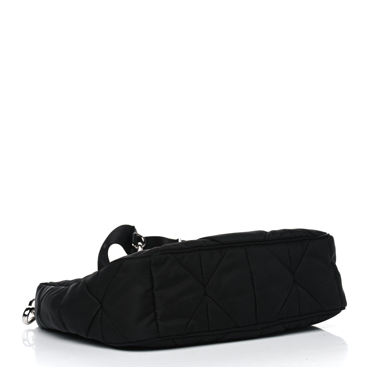 Re-Nylon Triangle Padded Patchwork Shoulder Bag Black