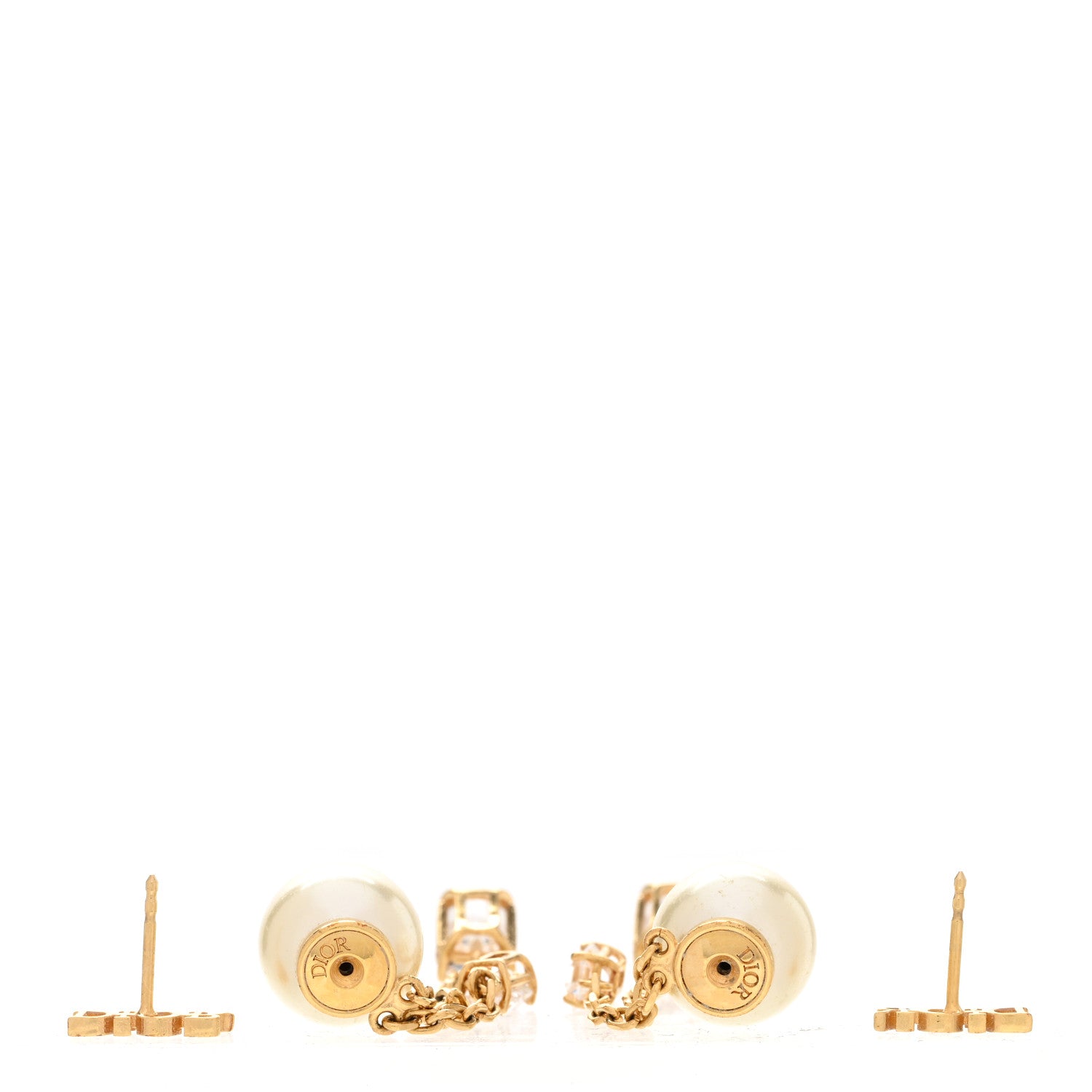 Christian Dior Pearl Crystal Tribal Drop Earrings Gold 3 of 5