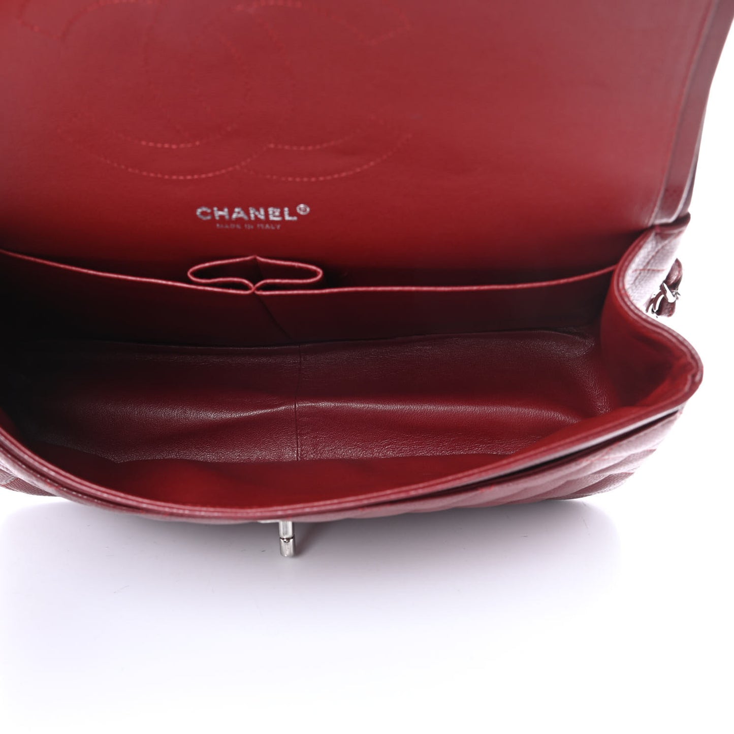 Caviar Quilted Jumbo Double Flap Dark Red