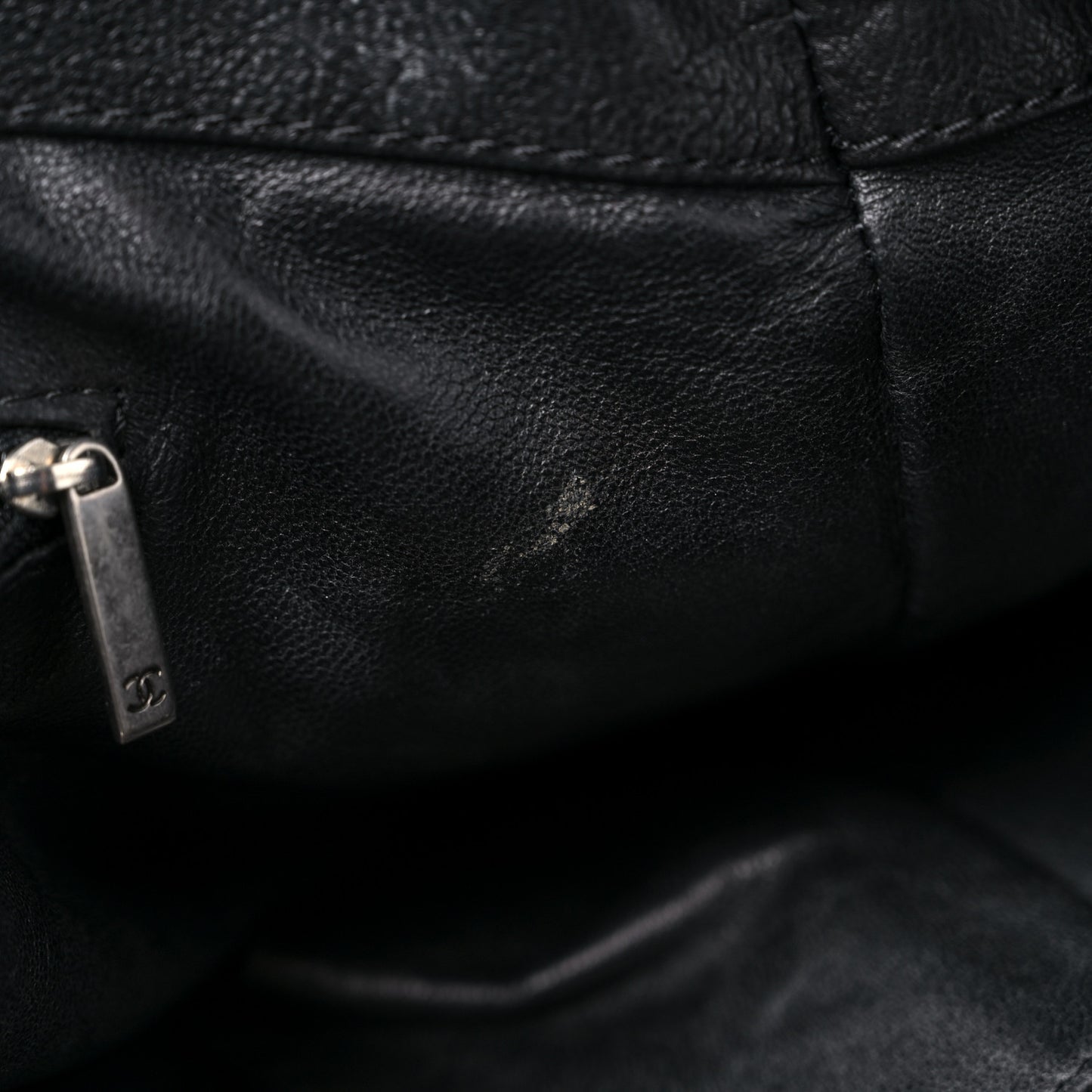 Glazed Calfskin East West Modern Chain Tote Black