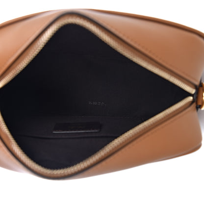 Fendi Glazed Fabric Vitello Century FF 1974 Stamp Patch Camera Case Mogano Panna Caramello 5 of 10