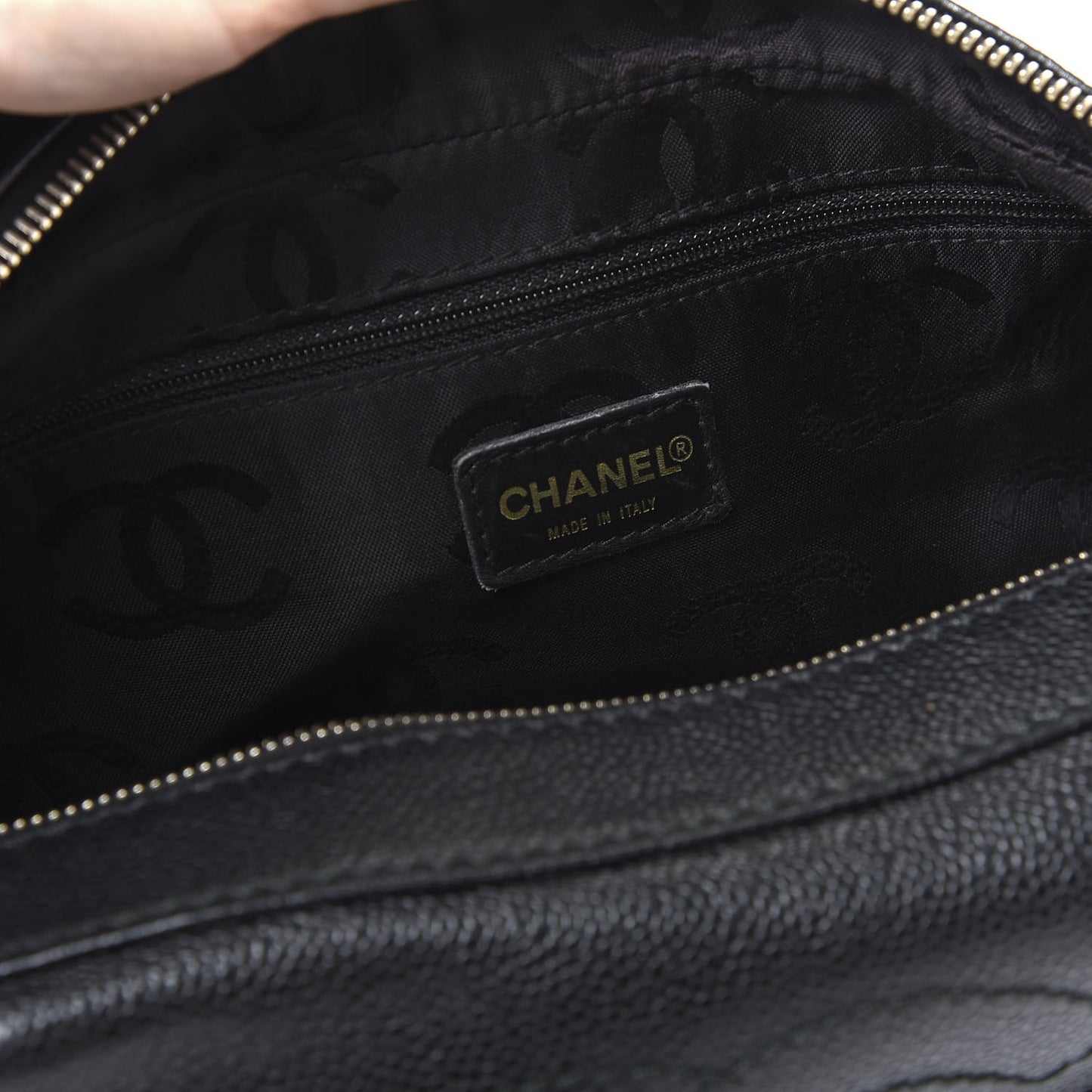 Caviar CC Wood Chain Hobo Black