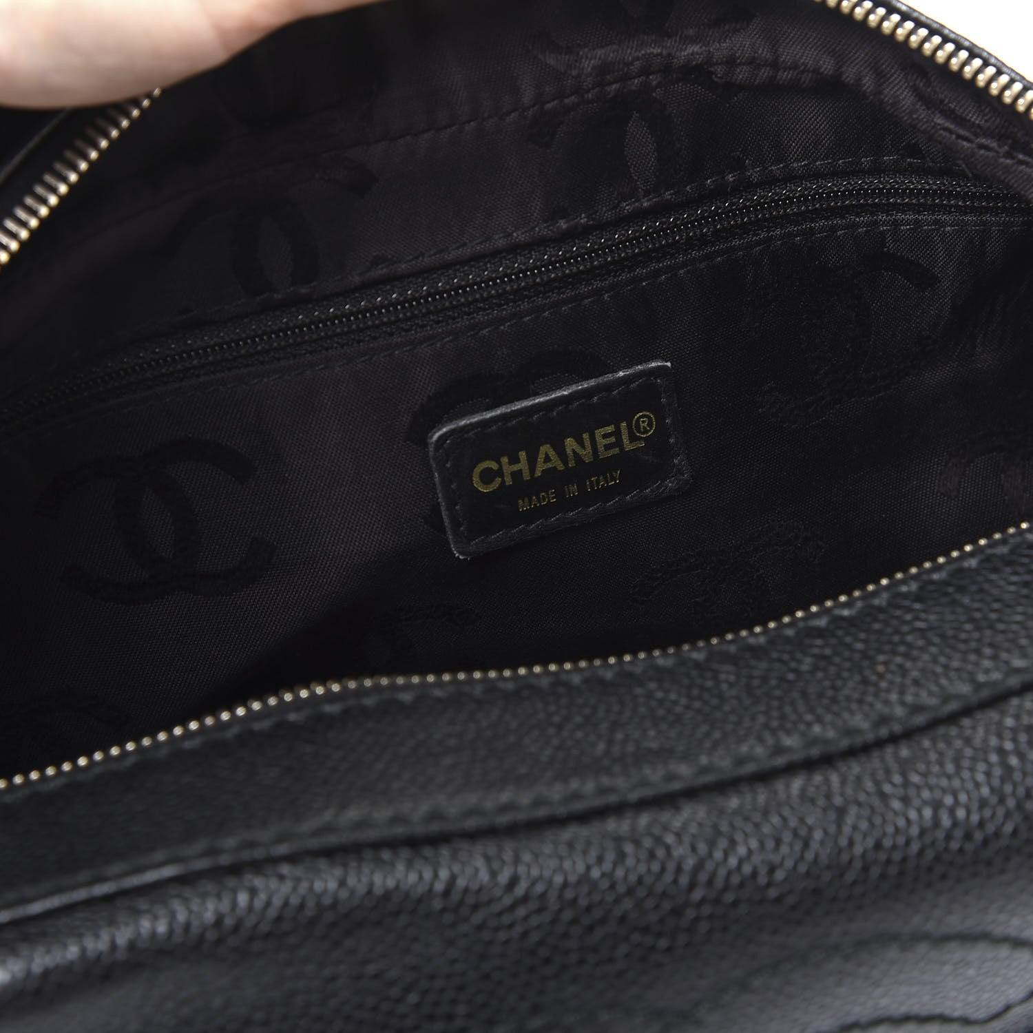 Chanel Caviar CC Wood Chain Hobo Black 12 of 14