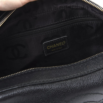 Chanel Caviar CC Wood Chain Hobo Black 12 of 14