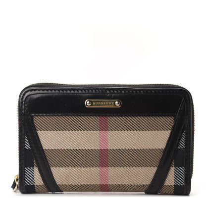 Burberry House Check Bridle Calfskin Ziggy Zip Around Wallet Black 1 of 7