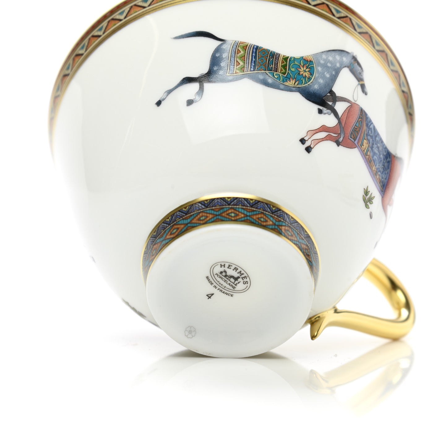 Porcelain Cheval d'Orient Tea Cup and Saucer Set of 2