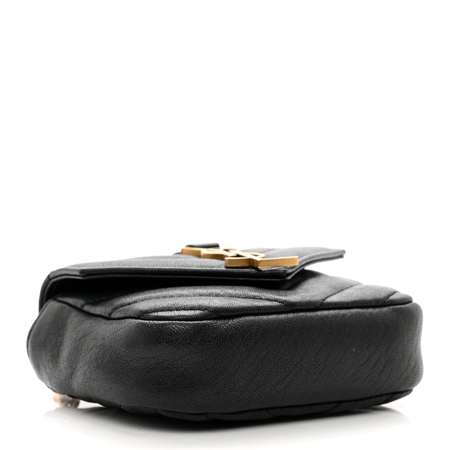 Sheepskin Matelasse Chevron Monogram Mini College Bag Black