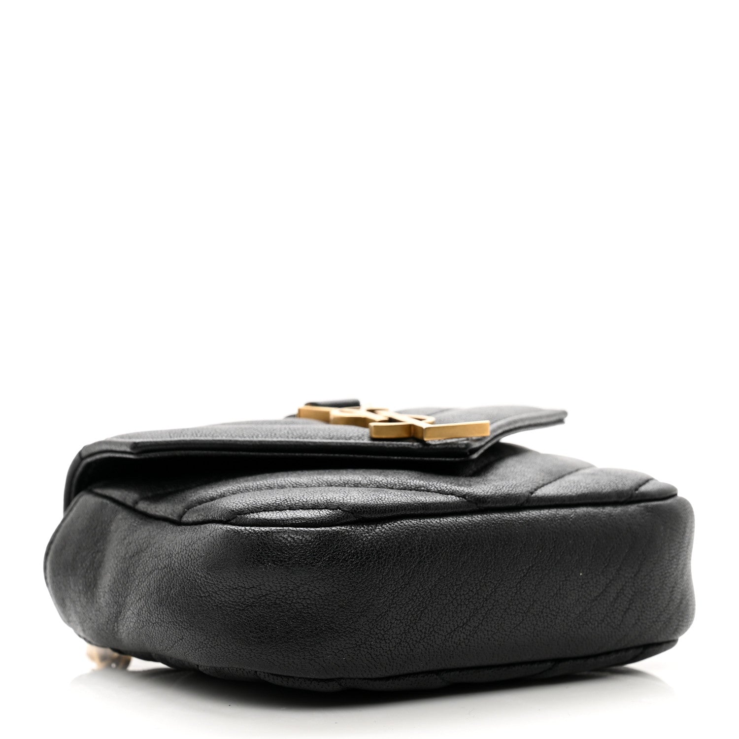 Saint Laurent Sheepskin Matelasse Chevron Monogram Mini College Bag Black 4 of 7