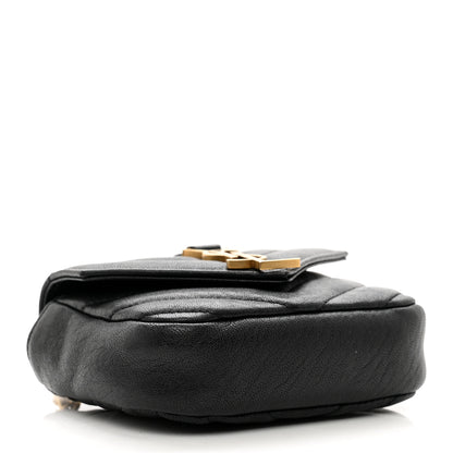 Saint Laurent Sheepskin Matelasse Chevron Monogram Mini College Bag Black 4 of 7