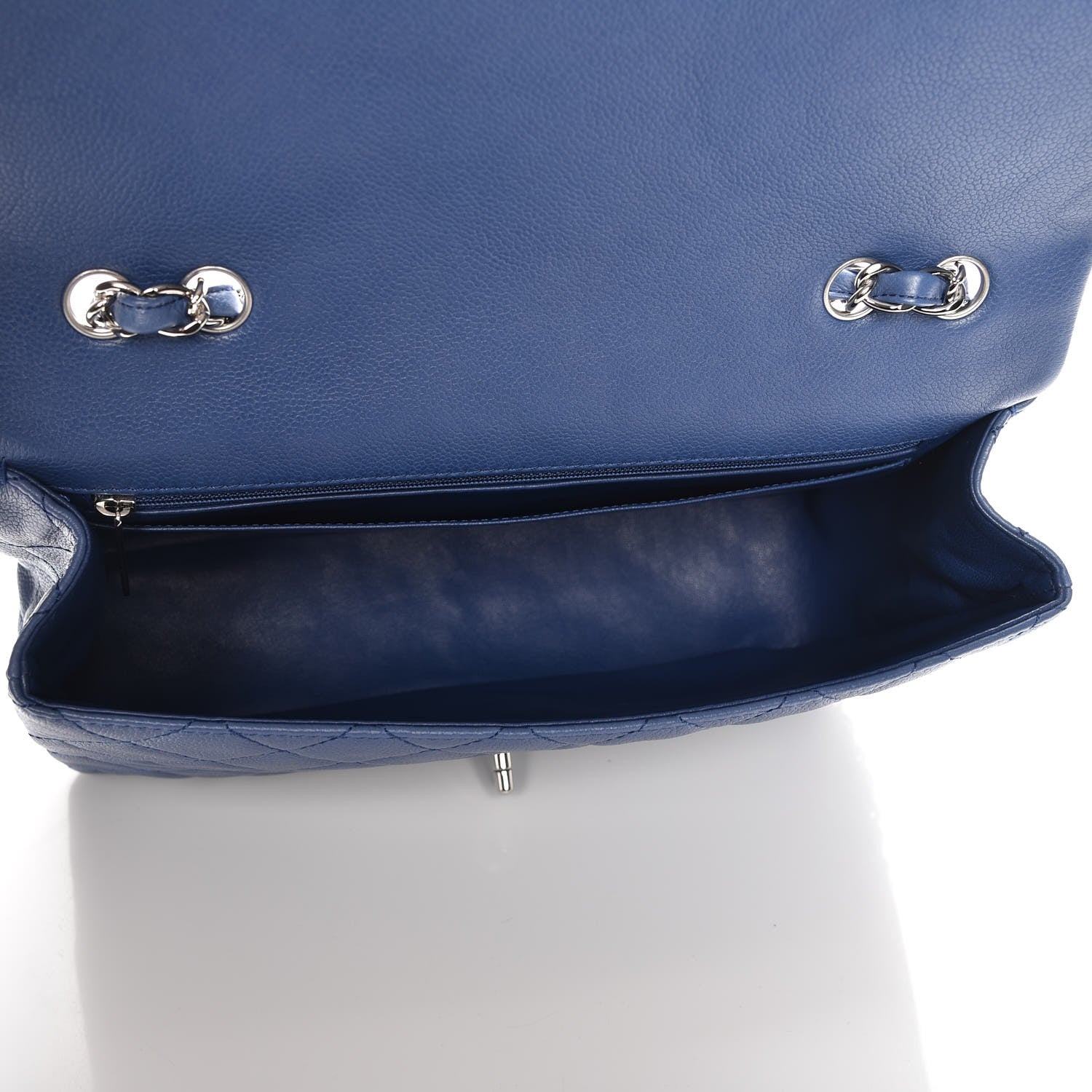 Chanel Washed Caviar Jumbo Single Flap Blue 6 of 8