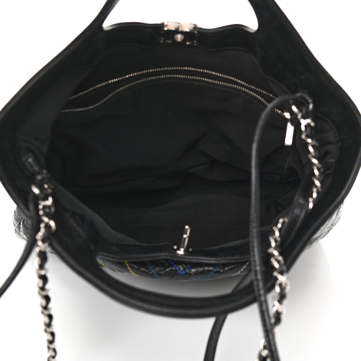 Chanel Glazed Calfskin Chevron Stitched Large 31 Shopping Bag Black 5 of 11