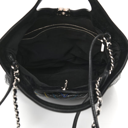 Chanel Glazed Calfskin Chevron Stitched Large 31 Shopping Bag Black 5 of 11