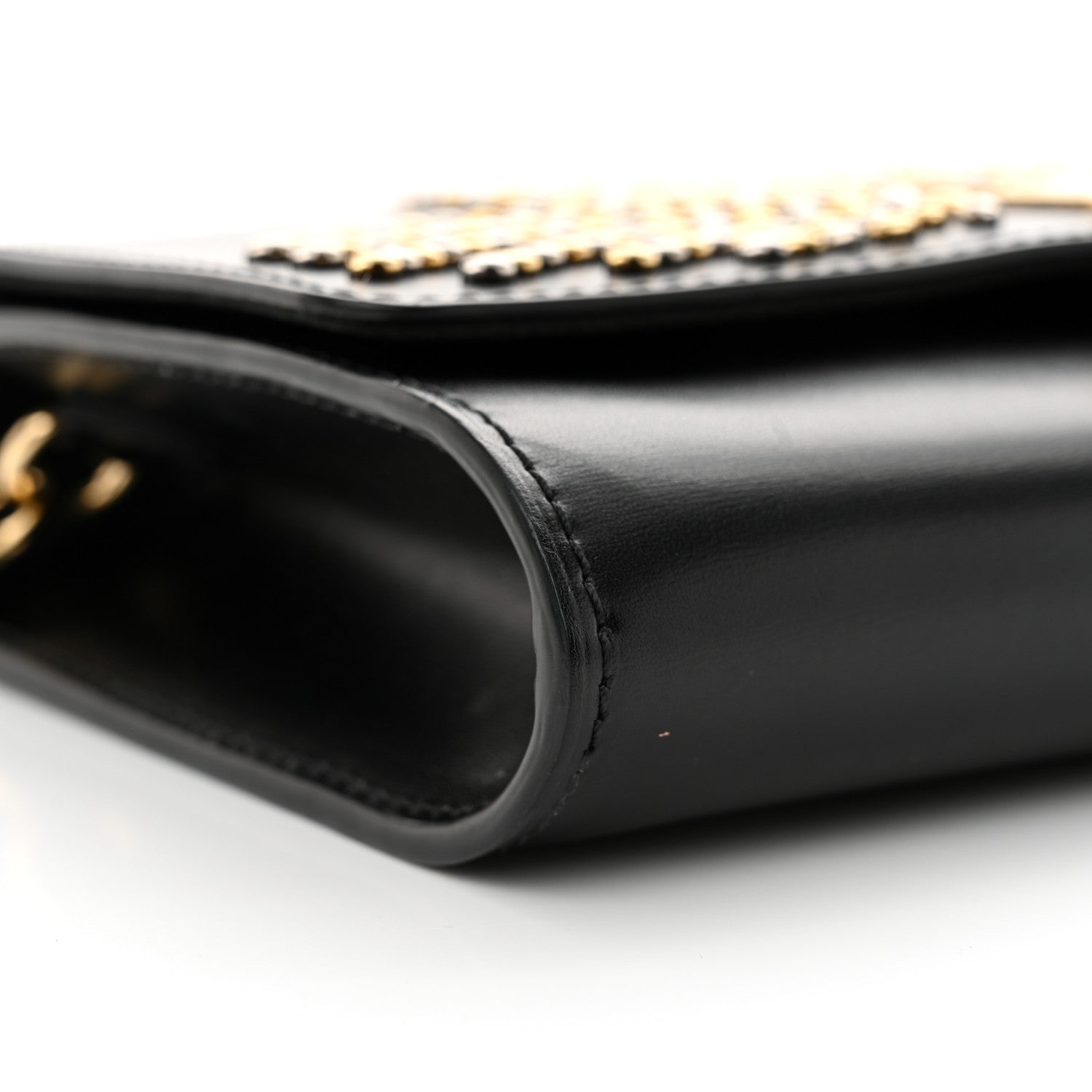 Louis Vuitton Calfskin Fleur De Lys Pochette Chain Louise Black 9 of 12