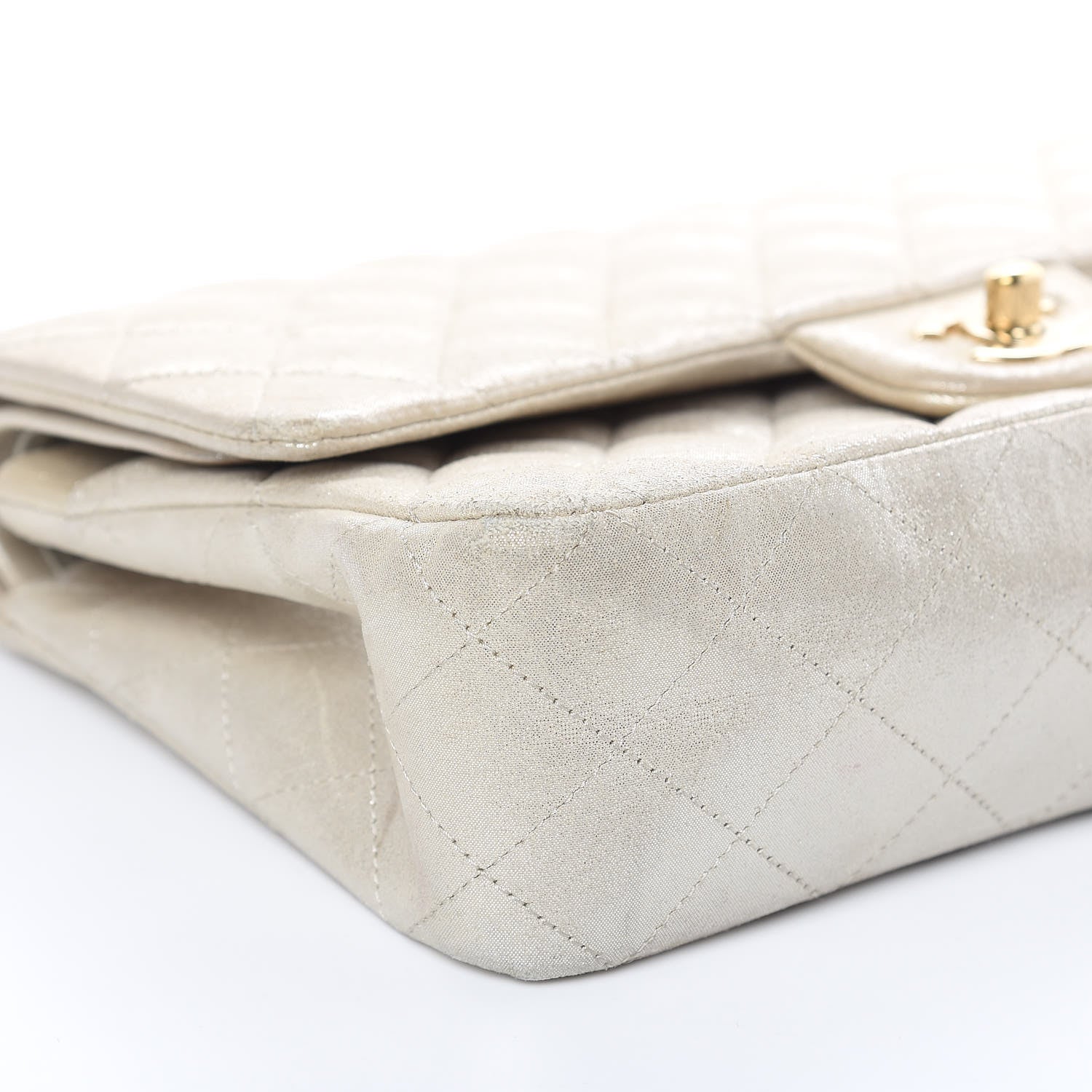 Chanel Iridescent Calfskin Medium Double Flap Light Gold 8 of 17