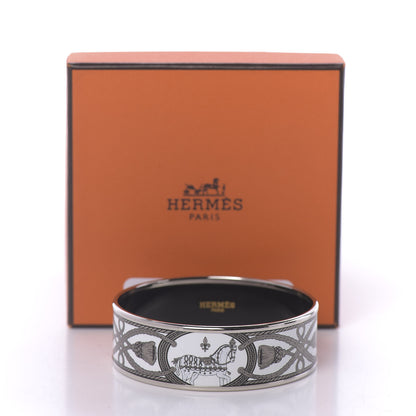 Hermes Enamel Printed Wide Grand Apparat Bracelet 62 White 6 of 6