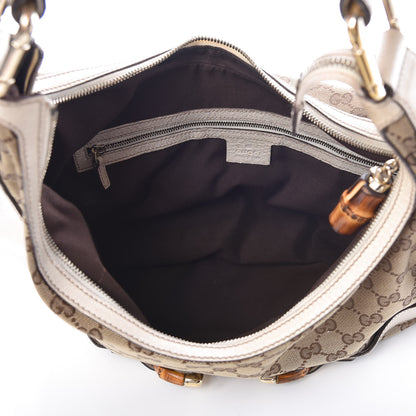 Gucci Monogram Calfskin Horsebit Hobo Off White 5 of 14