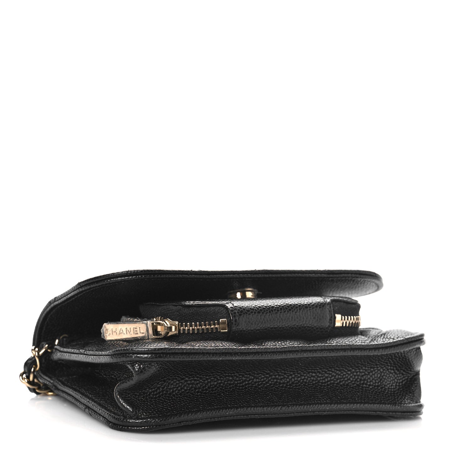 Caviar Quilted Business Affinity Clutch With Chain Black