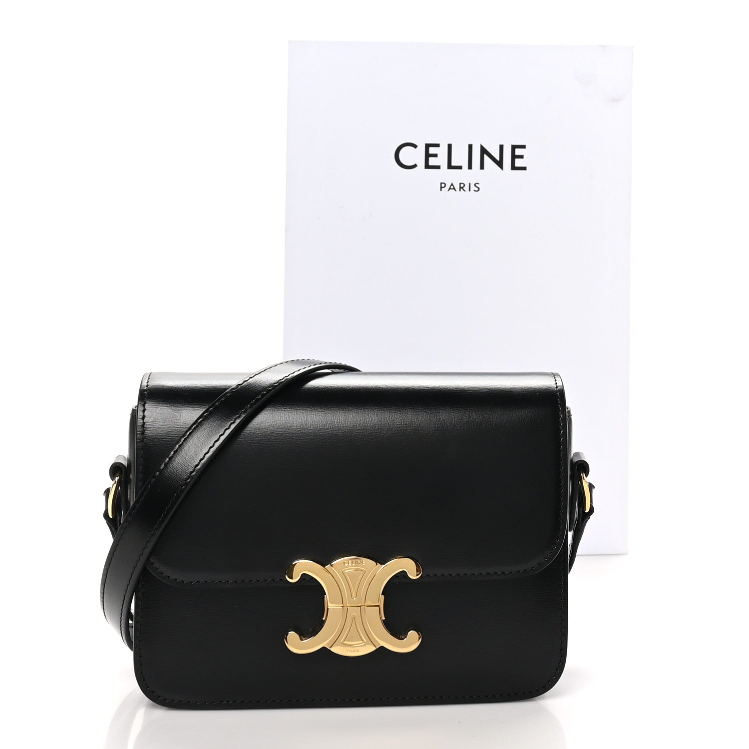 Celine Shiny Calfskin Teen Triomphe Black 10 of 10
