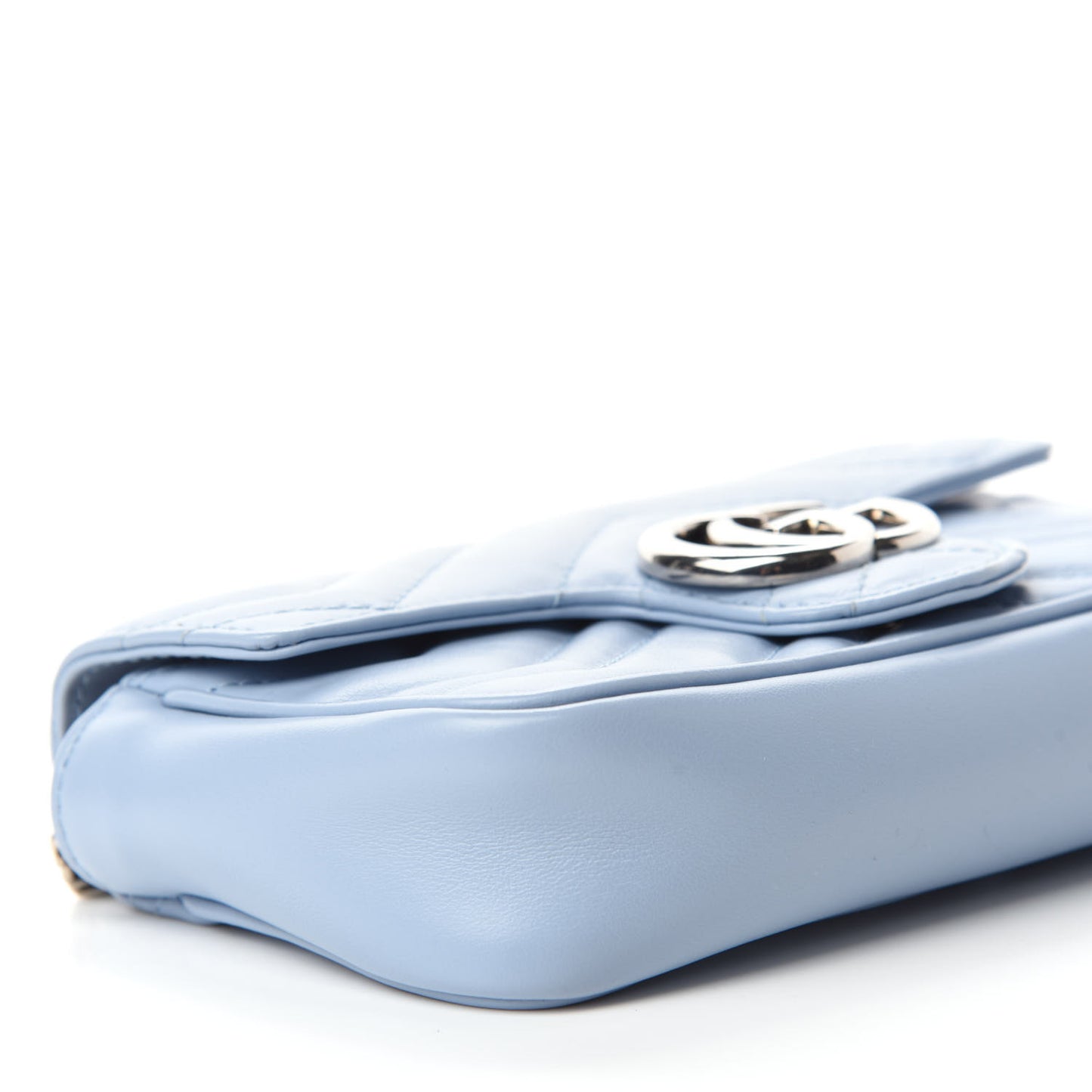 Calfskin Matelasse Super Mini GG Marmont Shoulder Bag Porcelain Light Blue