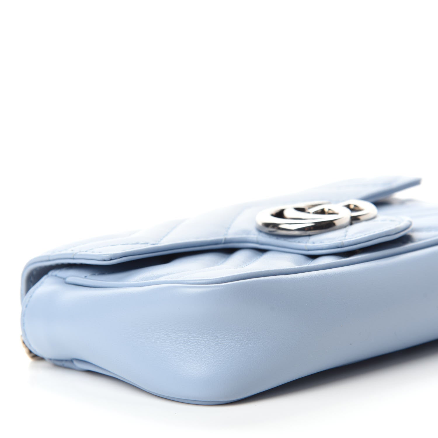 Gucci Calfskin Matelasse Super Mini GG Marmont Shoulder Bag Porcelain Light Blue 6 of 12