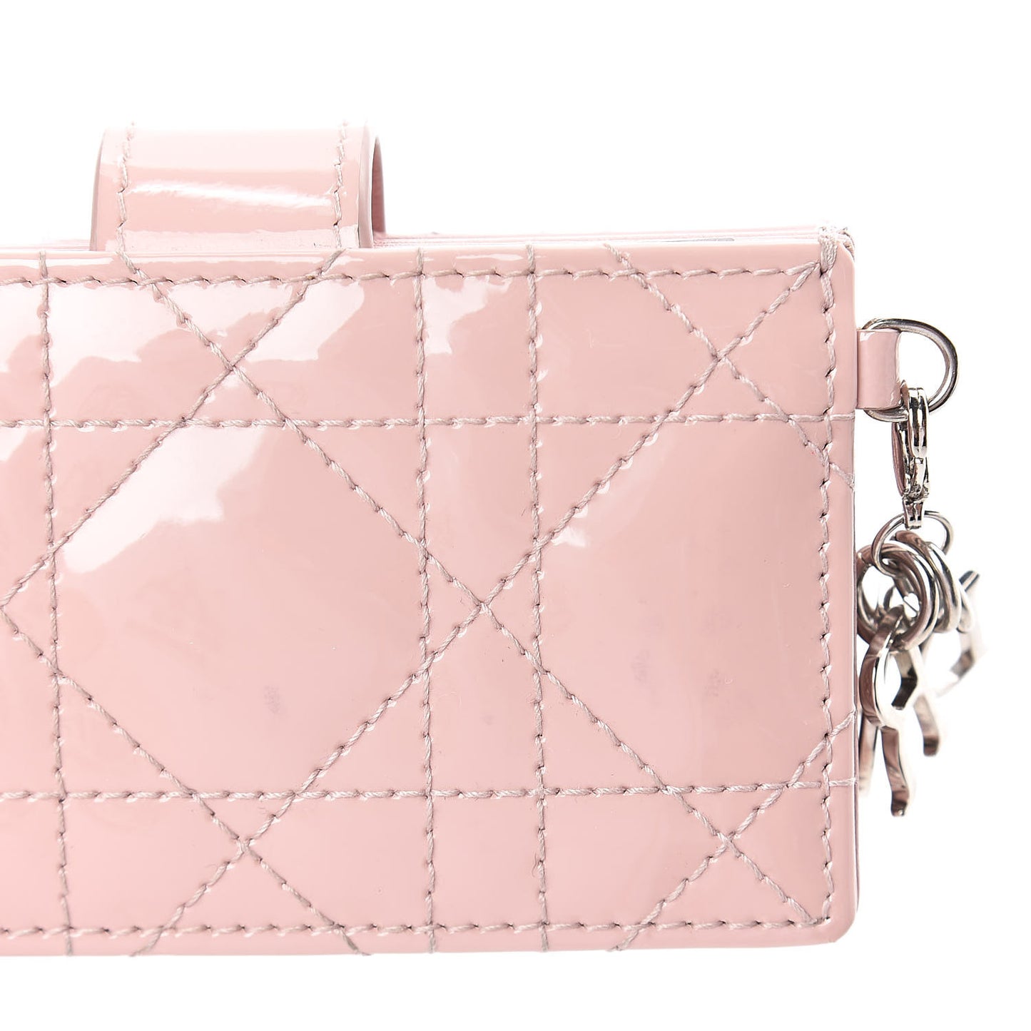 Patent Cannage Lady Dior 5-Gusset Card Holder Rose Clair