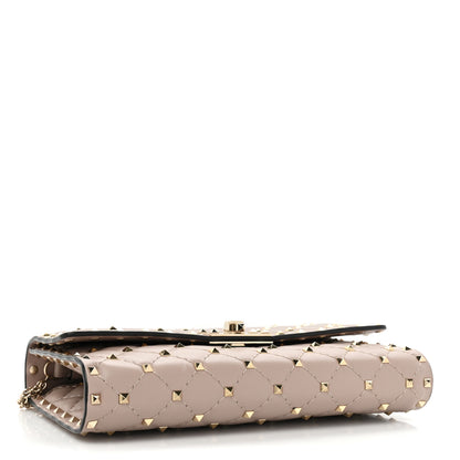 Valentino Garavani Lambskin Rockstud Spike Wallet on Chain Poudre 4 of 10