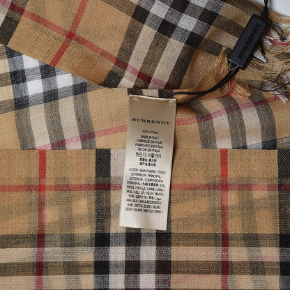 Burberry Wool Silk Gauze Vintage Check Scarf Antique Yellow 4 of 5