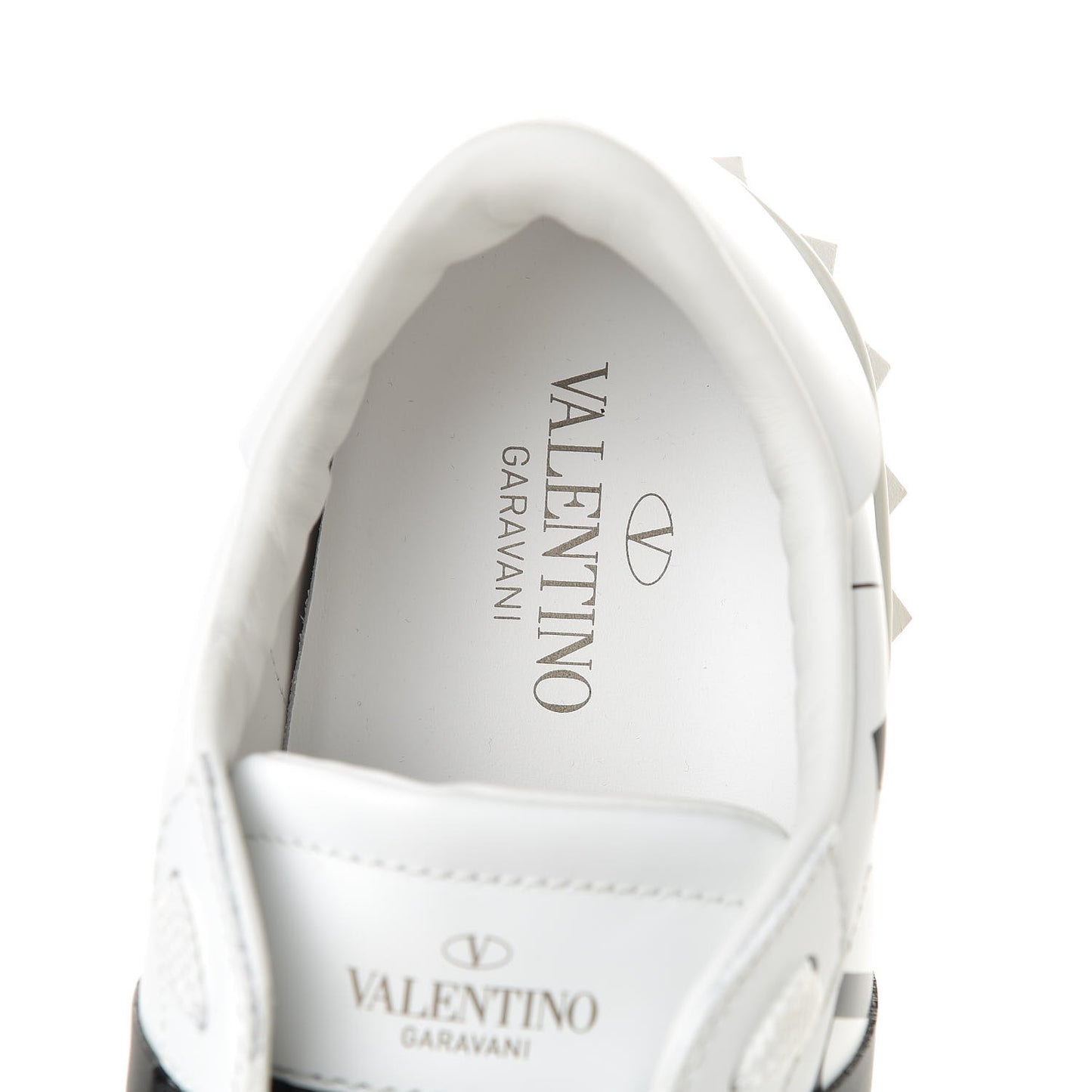 Calfskin Star VLTN Mens Rockstud Open Sneakers 42.5 White