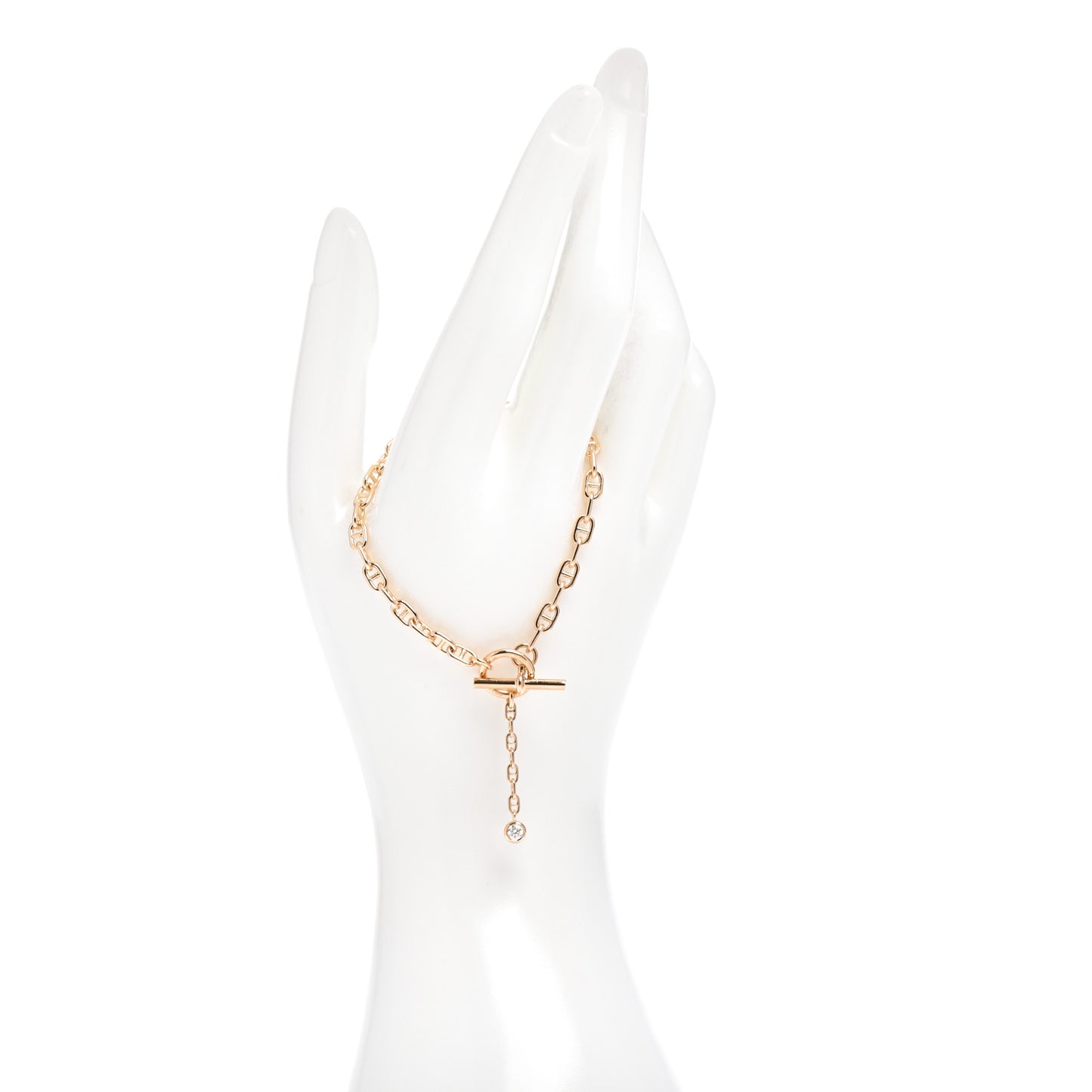 18K Yellow Gold Diamond Chaine d'Ancre Enchainee Bracelet SH