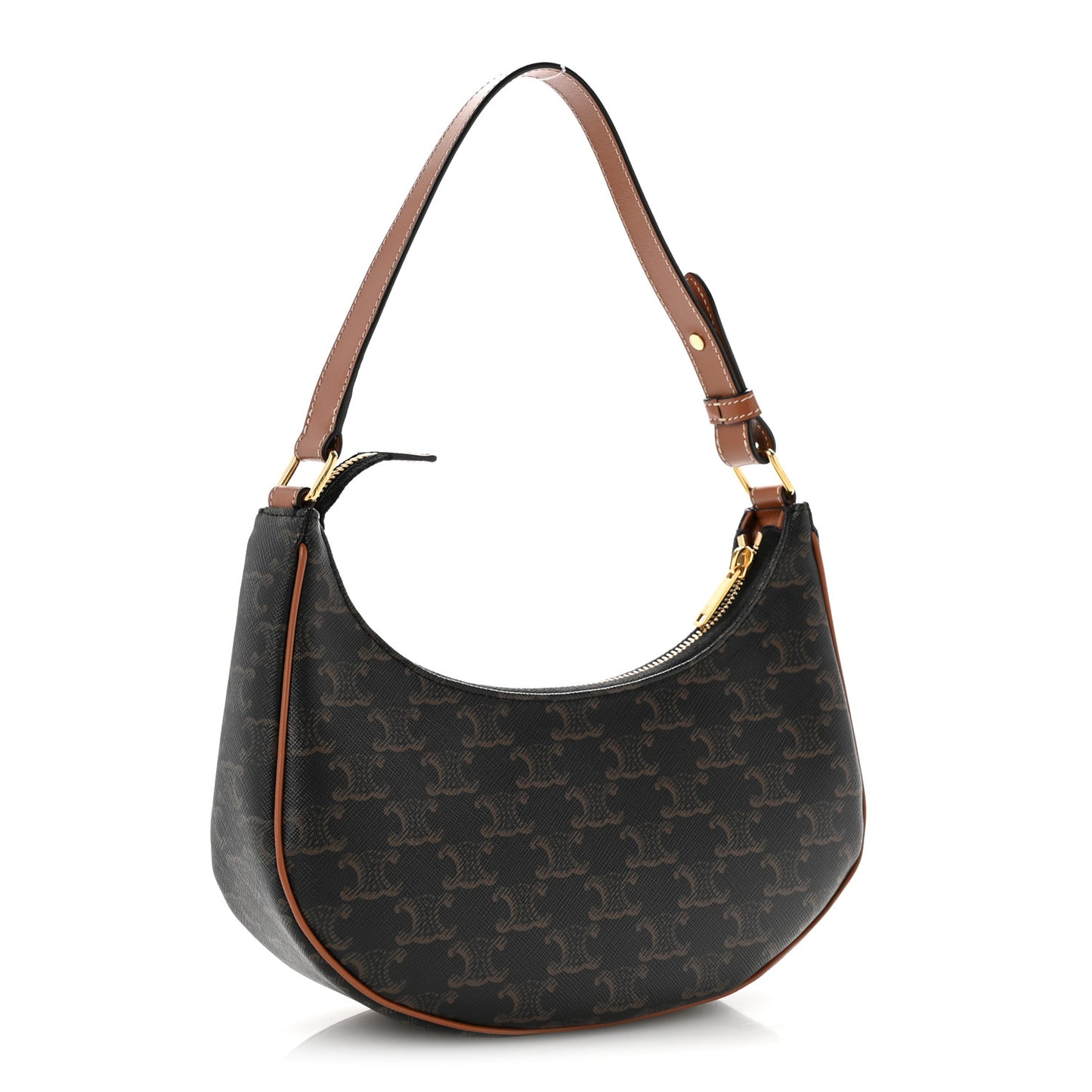 Triomphe Canvas Calfskin Ava Shoulder Bag Tan