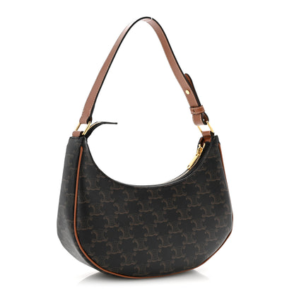 Celine Triomphe Canvas Calfskin Ava Shoulder Bag Tan 3 of 14